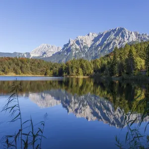 Lautersee with Karwendel mountains in autumn