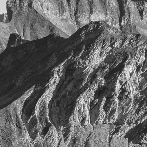 Layered folds in limestone, behind the snail Layered folds in limestone, behind the snail
