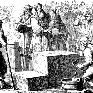 Laying the foundation stone of the temple