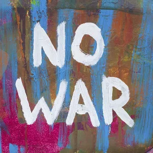 Colourful Vintage Car Print: "No War, kein Krieg" Colourful Vintage Car Print: "No War, kein Krieg"