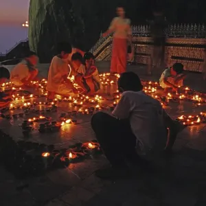 Light celebration at the Golden Rock, Burma
