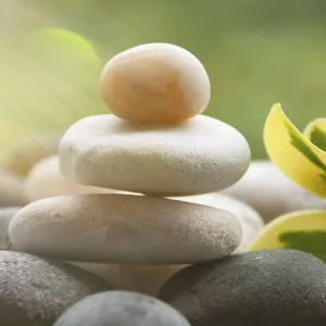 Light Shining on Zen Stones Print with Customizable Space for Text