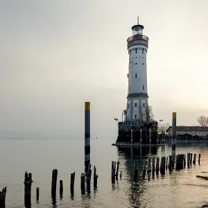 Lighthouse in evening light, Lindau on Lake Constance Lighthouse in evening light, Lindau on Lake Constance