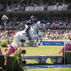 Lillie Keenan of the USA and riding Argan De Beliard compete in the first round of the 1 Lillie Keenan of the USA and riding Argan De Beliard compete in the first round of the 1