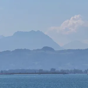 Lindau, view across Lake Constance to the Rhine Delta