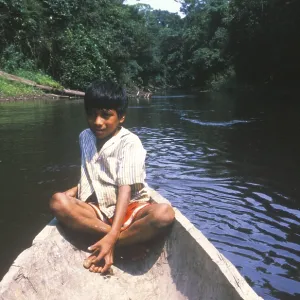 Little boy in a canoe, Rio Yanayacu Little boy in a canoe, Rio Yanayacu