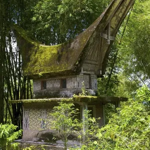 Lo'ko'mata burial site in the shape of a traditional Toraja house