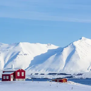 Lonely Red House Print, Akureyrifjord, Iceland