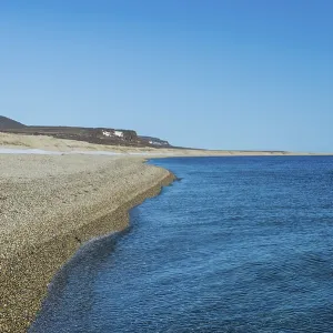 Long deserted beach, Torellneset, Arctic, Svalbard Long deserted beach, Torellneset, Arctic, Svalbard