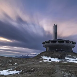 Long-exposure of sunset over Monument Buzludzha