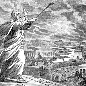 1877 Print: The Lord Brings Thunder and Hail Over Egypt