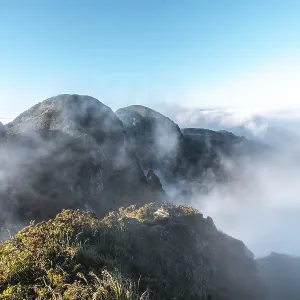Lots of fog at the top of the Penas de Aya mountain or also called Aiako Harria Lots of fog at the top of the Penas de Aya mountain or also called Aiako Harria