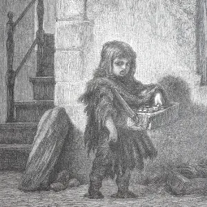Madchen, Zundholzchenverkauferin im Ghetto von Amsterdam