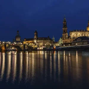 The magnificent architecture of Dresden is reflected in the water