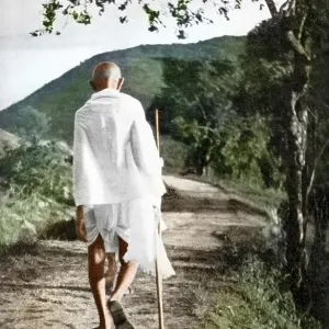Mahatma Gandhi Walking with Stick Print, India 1937 Mahatma Gandhi Walking with Stick Print, India 1937