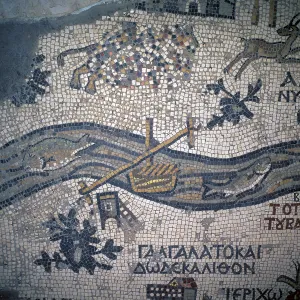 Map of Palestine in St. George Church (Jordan with bridge and fish) Map of Palestine in St. George Church (Jordan with bridge and fish)