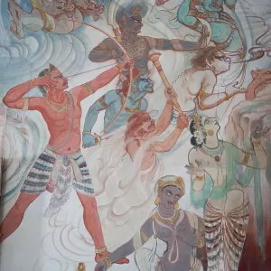 Mara devils attacking Buddha during his enlightenment