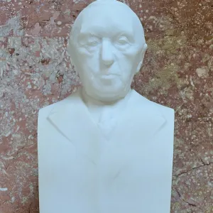 Serious marble bust of Konrad Adenauer