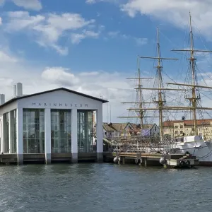 Marinmuseum maritime museum with Jarramas sailing ship, Karlskrona, Goetaland, Blekinge, Sweden, Europe Marinmuseum maritime museum with Jarramas sailing ship, Karlskrona, Goetaland, Blekinge, Sweden, Europe