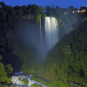Marmore waterfalls at night, Cascata delle Marmore Marmore waterfalls at night, Cascata delle Marmore