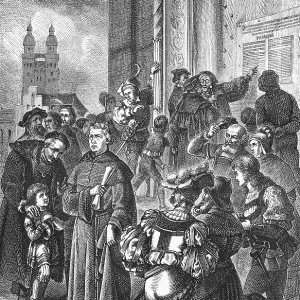 Martin Luther proposes the 95 theses to the castle church in Wittenberg