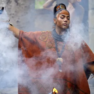 Mayan woman, shaman, ceremony, incense