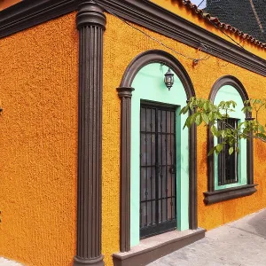 Mazatlan, Mexico, Colorful colonial streets in historic center near Malecon and tourist attractions