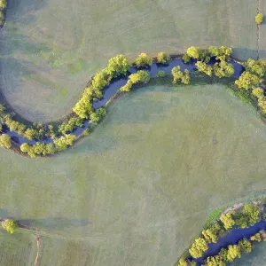 Meandering river Fulda, aerial view
