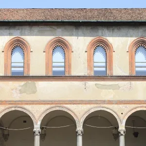 Medieval Cloister of Sforzesco Castle Print