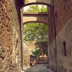 Medieval street at the place of ancient castle in Torun Medieval street at the place of ancient castle in Torun