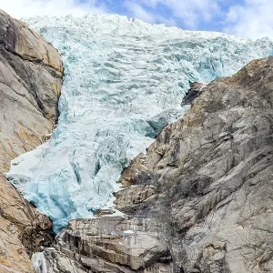 Melting Briksdal glacier in Norway