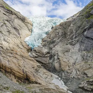 Melting Briksdal glacier in Norway
