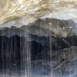 Meltwater at a glacier cave, underground glacier stream
