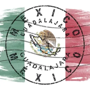 Mexico Guadalajara Round Seal Map Design