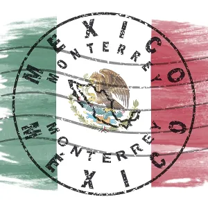 Mexico Monterrey Round Seal Map Design