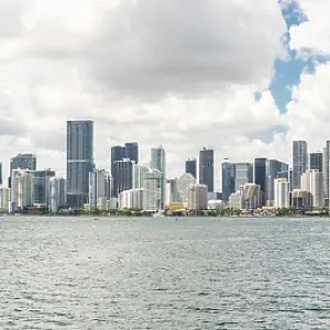 Miami Downtown skyline in daytime and Biscayne Bay Miami Downtown skyline in daytime and Biscayne Bay