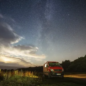 Milky Way over Campervan, Holmhaellar Nature Reserve Milky Way over Campervan, Holmhaellar Nature Reserve