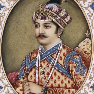 Pintura en miniatura sobre marfil Emperador mogol Akbar 1956. Pintura en miniatura sobre marfil Emperador mogol Akbar 1956.