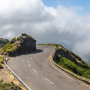 Miradouro Lombo do Mouro, road in a mountain viewpoint of Madeira in summer Miradouro Lombo do Mouro, road in a mountain viewpoint of Madeira in summer
