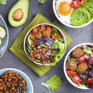 Mixed healthy vegetarian salads with vegetables Mixed healthy vegetarian salads with vegetables