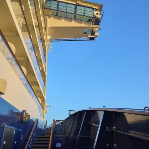 Modern cruise ship substructure with railings Modern cruise ship substructure with railings