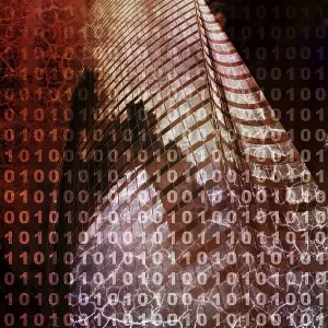 Modern skyscraper on grunge background