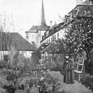 In the Monastery Garden, 19th-Century Print