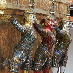 Monkey figures as caryatids, mythical warriors from Ramacia Monkey figures as caryatids, mythical warriors from Ramacia