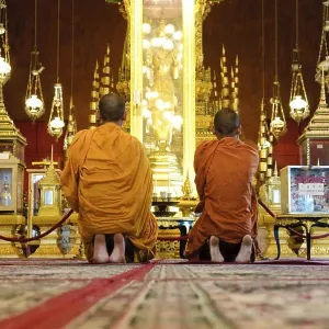 Monks praying in Silver Pagoda