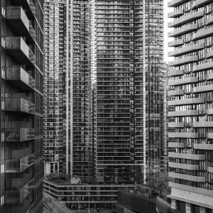 Monochrome Print of Toronto's Urban Skyline, Ontario, Canada