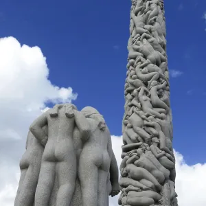 Monolith and human figures, Vigelandpark in Frognerpark Monolith and human figures, Vigelandpark in Frognerpark