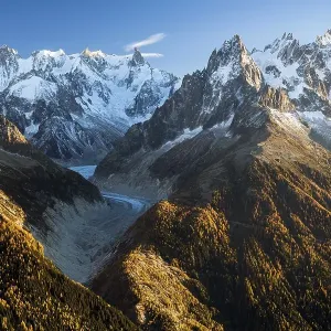 Mont Blanc massif with the Mer de Glace glacier in Chamonix Mont Blanc massif with the Mer de Glace glacier in Chamonix