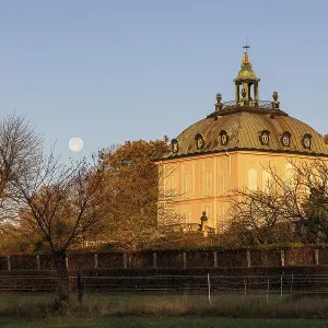 Full Moon Print over Moritzburg Pheasant Castle at Sunrise Full Moon Print over Moritzburg Pheasant Castle at Sunrise