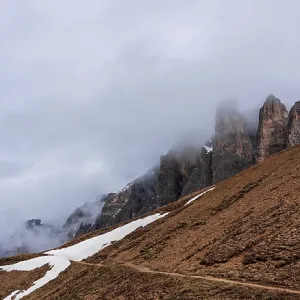 Morning mist in the Dolomites in South Tyrol